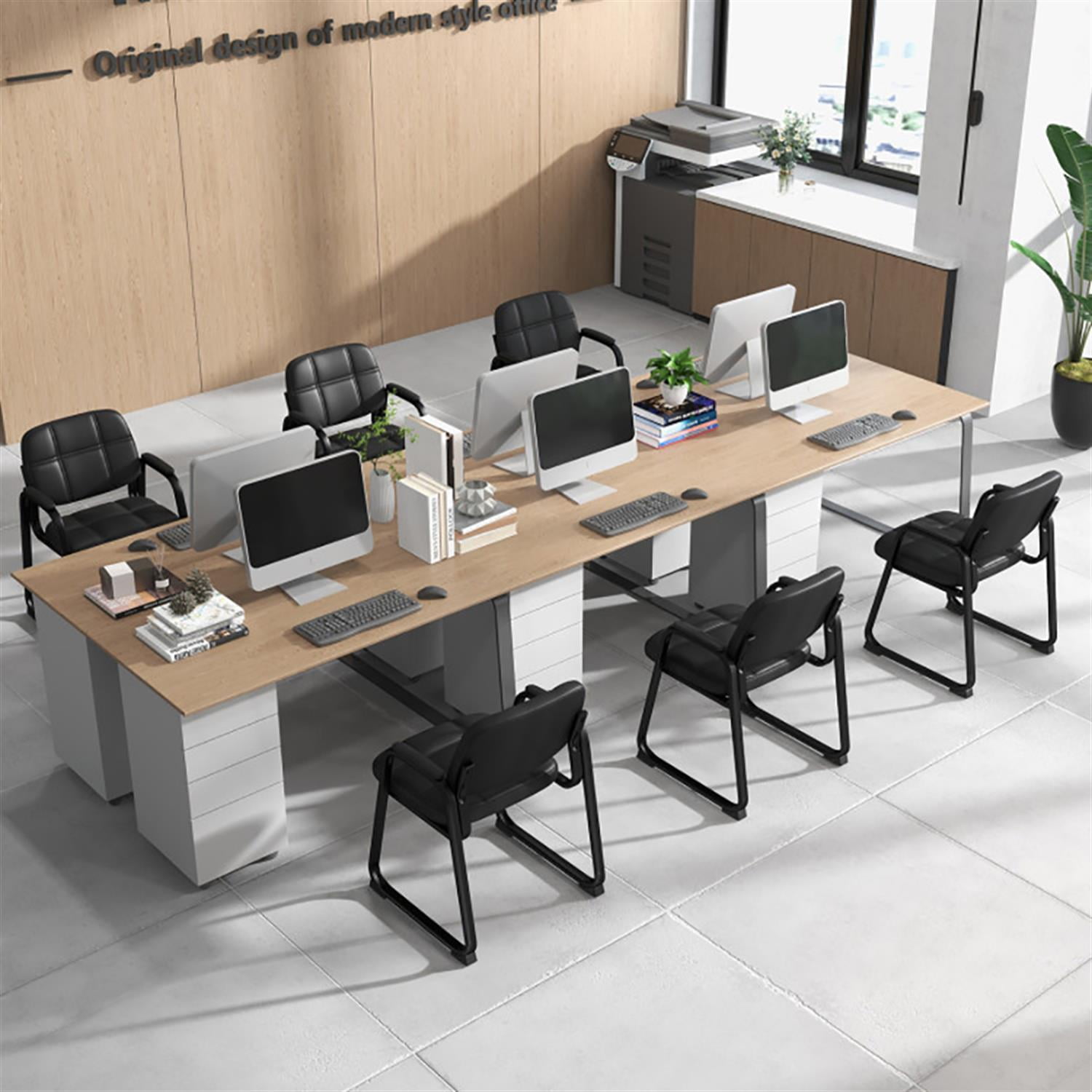 Demi Bonn Upholstered Waiting Room Study Chair Set of 4, Computer Desk Chairs with Armrest and Ergonomic Backrest, Suitable for Home Office, Black