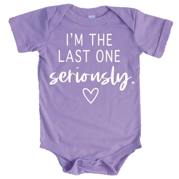 Funny Pregnancy Reveal I'm The Last One Seriously Bodysuits for Baby Girls and Boys Take Home Outfits Purple Bodysuit Newborn