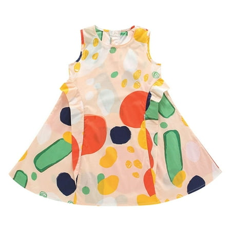 

Toddler Girls Dress Sleeveless Casual Crewneck Dress Beach Dress Lovely Clothes For 3-9 Years Baby Sundress Streetwear