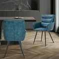 thumbnail image 2 of Set of 2 Office Chairs, Modern PU Leather Upholstered Side Chairs Armchairs with Tufted Backrest and Metal Legs , Comfy Accent Chairs Dining Chairs for Dinner Room, Living Room, Restaurant, Blue, 2 of 7
