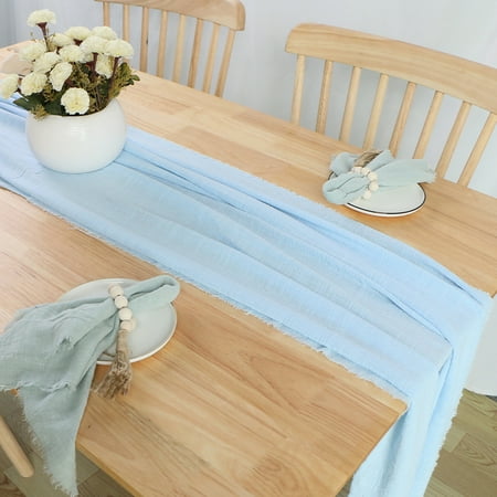

Xyer Table Runner Hand Wash Soft Texture Comfortable Exquisite Romantic Decorate Durable Burr Texture Vintage Tablecloth Wedding Supplies for Gift Lake Blue 300cm