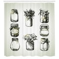 thumbnail image 3 of Ambesonne Retro Shower Curtain, Rustic Sketchy Jars, 69"Wx75"L, Charcoal Grey Pale Green, 3 of 3