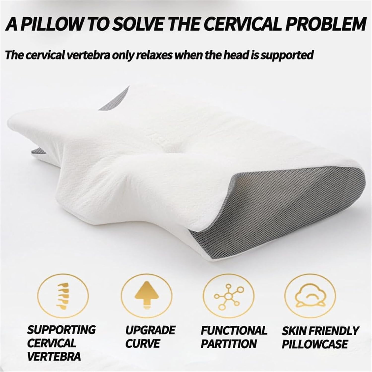 Pillow for snoring relief and sleep apnea,Ergonomic Contour Support Pillows, Air Way Cervical Pillow for Sleep Apnea, for Side Sleepers, Back Sleepers