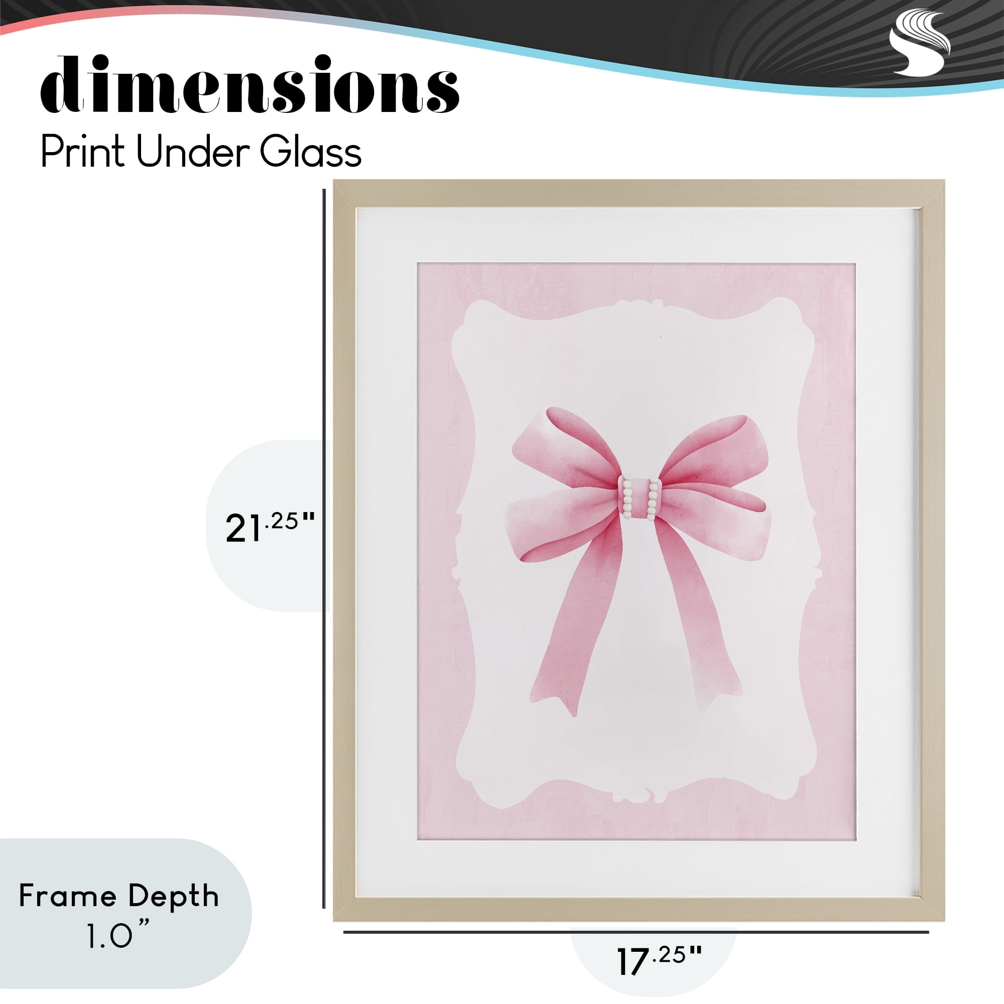 Stupell Industries Feminine Bow with Pearls Birch Framed Print Under Glass, design by Kim Allen