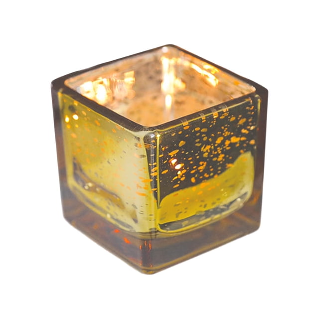 Portavelas de cristal, portavelas de té, portavelas romántico, portavelas para decoración de la habitación del Día de San Valentín Oro