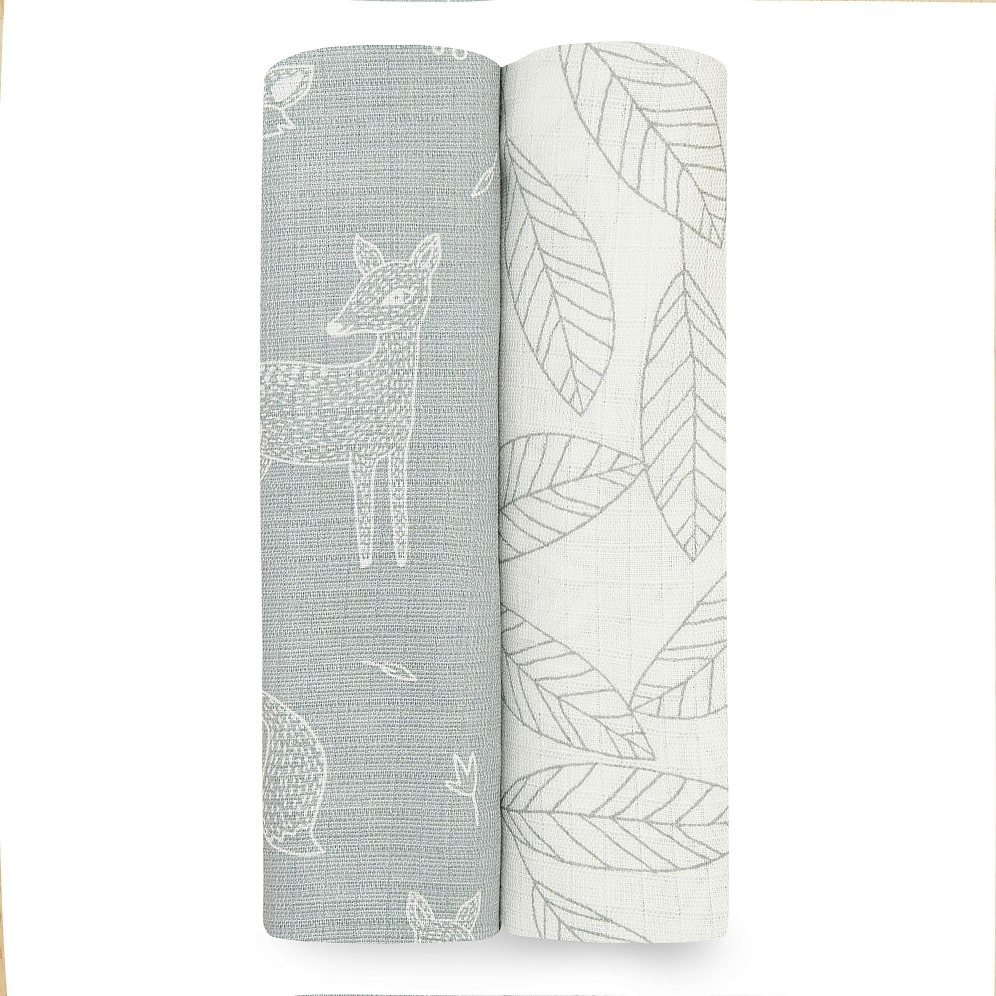 Aden by aden anais Silky Soft Swaddle Baby Blanket 100 Cotton Bamboo Muslin Large 44 X 44 inch 2 Pack Woodsy Walmart