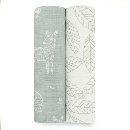 Aden by aden anais Silky Soft Swaddle Baby Blanket 100 Cotton Bamboo Muslin Large 44 X 44 inch 2 Pack Woodsy Walmart