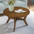 thumbnail image 7 of 32 inch Round Coffee Table, Mid-Century Modern Wood Coffee Table with Cross Legs, Circle Center Table Cocktail Table for Living Room, Apartment, 7 of 7