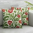 thumbnail image 3 of JEUXUS  Flower Farmhouse Decorative Throw Pillow Cover , Cottage Floral Green Leaves Knit Pattern, 100% Canvas Cushion Case for Sofa Couch Bedroom Decor(Pink Flowers), 3 of 5