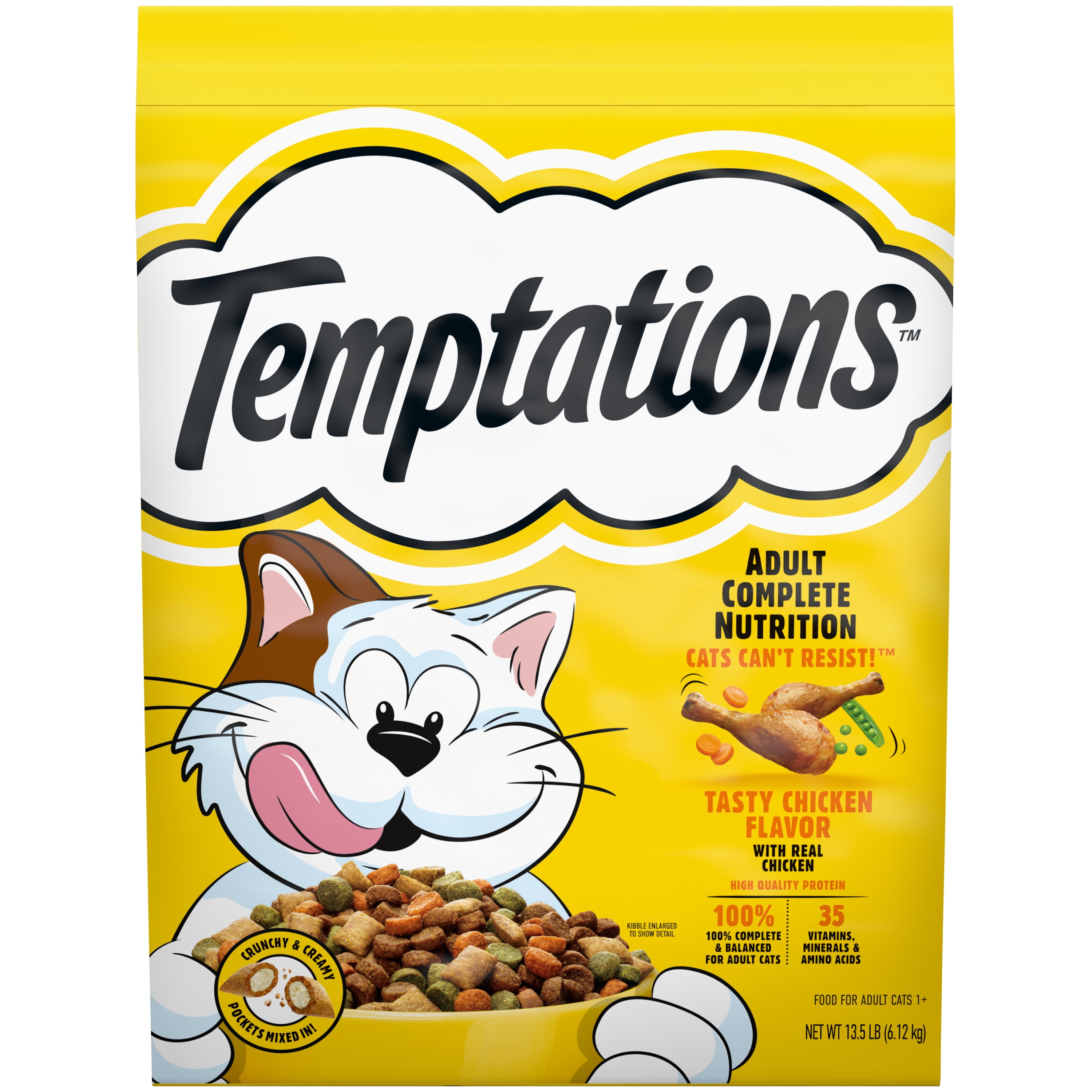 TEMPTATIONS Tasty Chicken Flavor Adult Dry Cat Food, 13.5 lb. Bag Walmart Exclusive