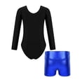 thumbnail image 2 of ZDHoor Girls Shiny Rhinestones Long Sleeve Gymnastics Leotard Athletic Biketard Jumpsuit with Shorts Royal Blue 12, 2 of 6
