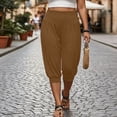 thumbnail image 3 of MLCDZ Harem Pants for Women Plus Size High Waisted Elastic Pleated Loose Fit Baggy Yoga Casual Capri Pants Summer Outdoor Sports Golf Cropped Trousers, 3 of 9