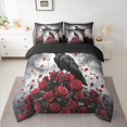 thumbnail image 2 of Homewish Romantic Valentine Rose 7-Piece Twin Bedding Sets,Wild Crown Raven Bedding Comforter Set,Red Flower Floral Sheet Sets For Girls Kids,Breathable Home Decor Reversible, 2 of 8