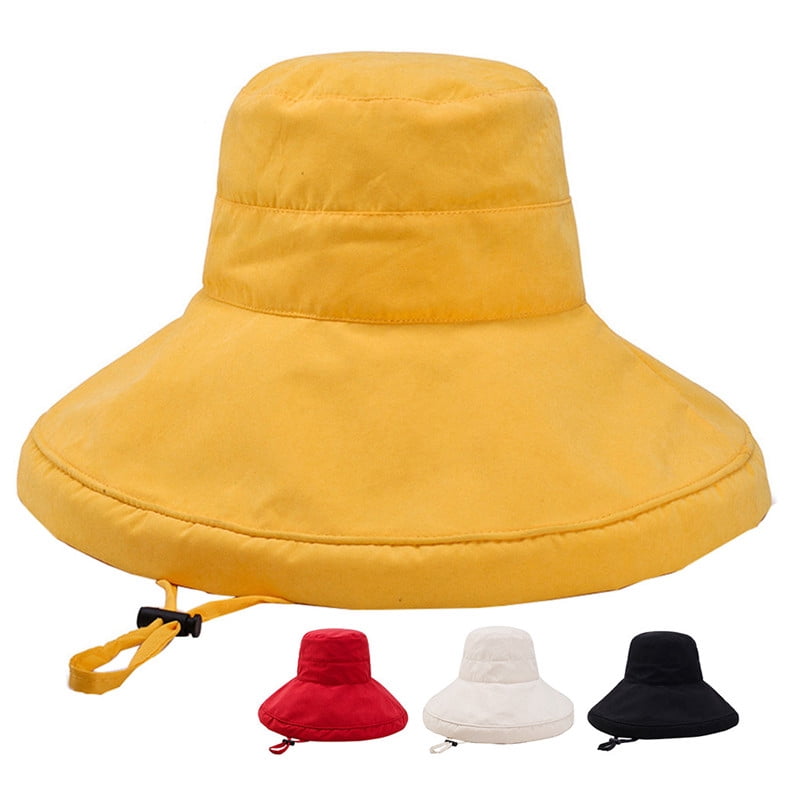 Bucket Hat Wide Brim Solid Color Sun 
