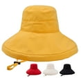 thumbnail image 3 of Bucket Hat Wide Brim Solid Color Sun Protection Cap Outdoor Safari Hat for Lady, 3 of 10