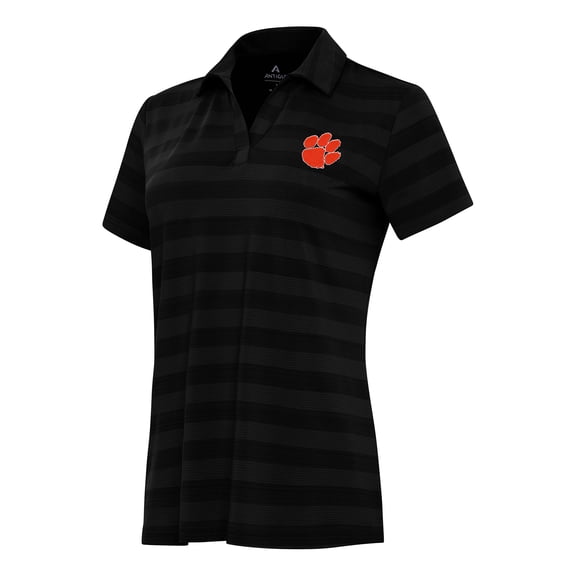 Women's Antigua Black Clemson Tigers Tunnel Polo