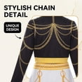thumbnail image 3 of G'irl's Costume Set for Halloween, Black & Gold Idol Stage Cosplay Outfit for Performance Accessories, Skirt & Top, 3 of 4