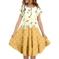 thumbnail image 5 of oqasdz Girls Dresses Ice Cream Print Fly Sleeve Ruffles Casual A Line Dress Kids Child Party Gown Princess Dresse Size 14 Y-15 Y, 5 of 5