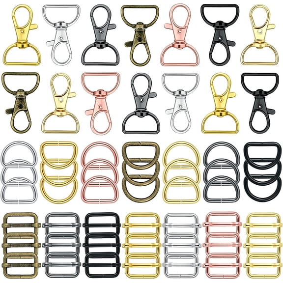 LQCrafK 56 Pieces D Rings for Purse Bag Hardware Purse Hardware for Bag Making Buckles Craft (Mixed Color,25 mm)
