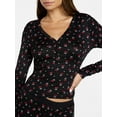 thumbnail image 4 of No Boundaries Giftable Henley Sleep Top and Shorts with Socks Set, 3-Piece, Women's XXS-3X, 4 of 6