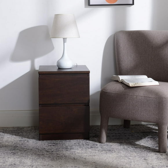 hometrends 2-Drawer Nightstand 15 3/4"W x 15 3/4"D x 21 3/4"H, 2-Drawer Nightstand