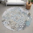 thumbnail image 6 of Addison Rugs Chantille Indoor/Outdoor Traditional Global Teal Machine Washable Round Rug, 8' x 8', 6 of 7