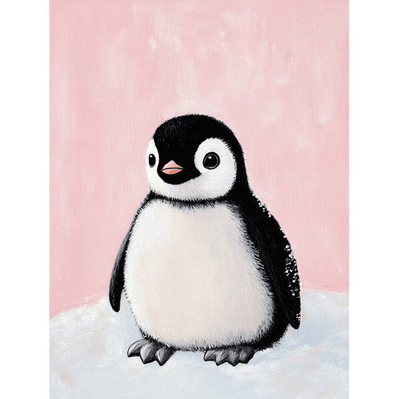 Cute Penguin Canvas Painting/Wall Art，Suitable for Living Room，Bedroom，Bathroom，Office，and Nursery Decoration