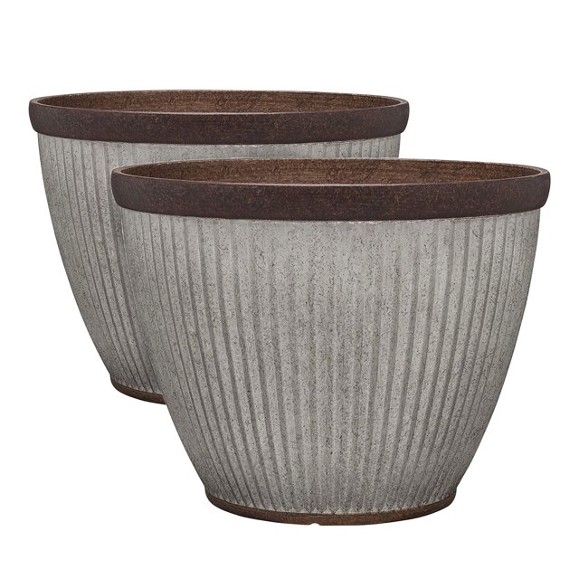 Southern Patio HDR-046868 20,5 Pouces Rustique en Résine Jardinière Extérieure (2 Pack)