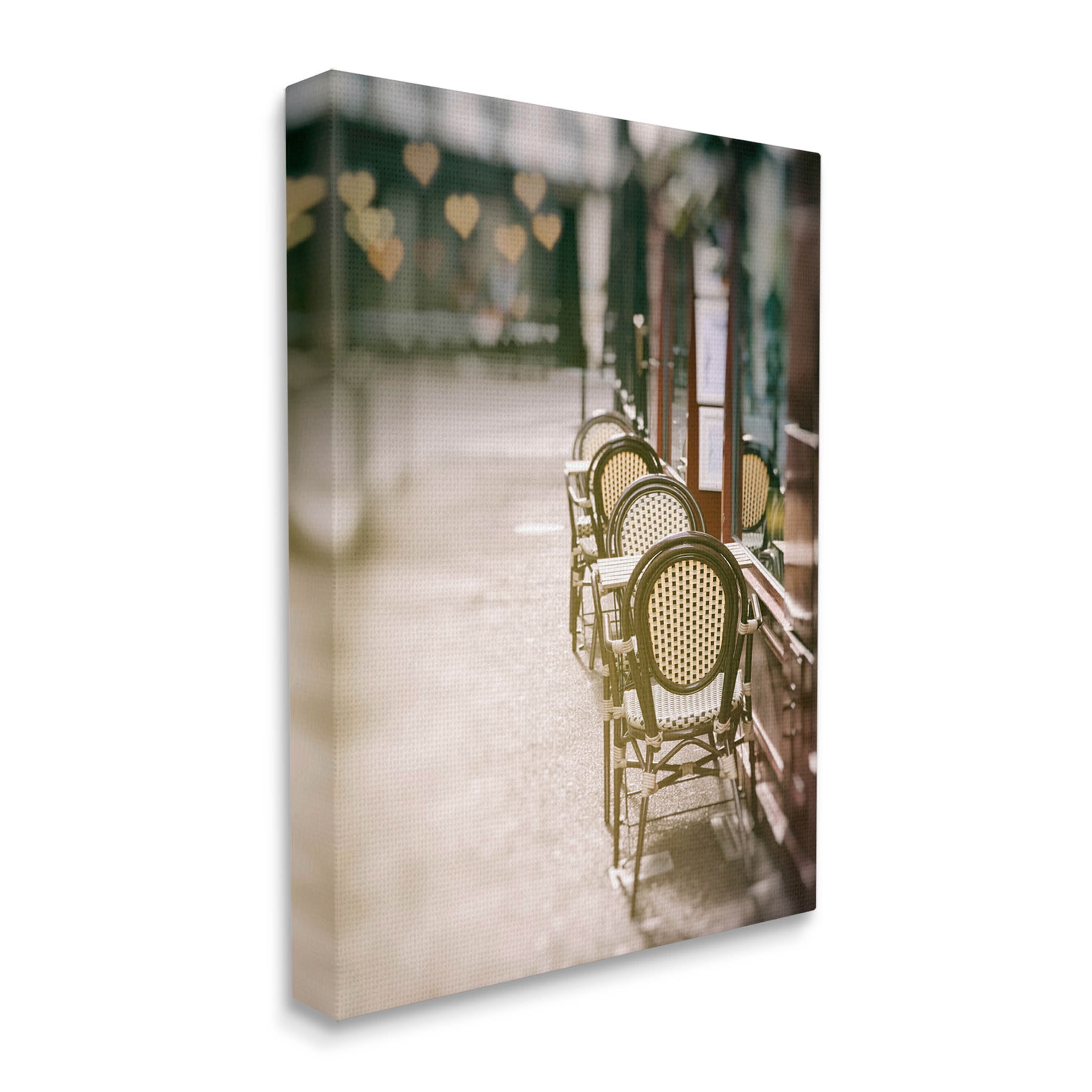 Outdoor Town Cafe Seats Town & City Photograph Gallery Wrapped Canvas Print Wall Art