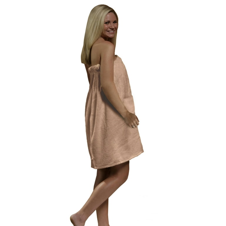 Terry cloth towel wrap with straps hotsell