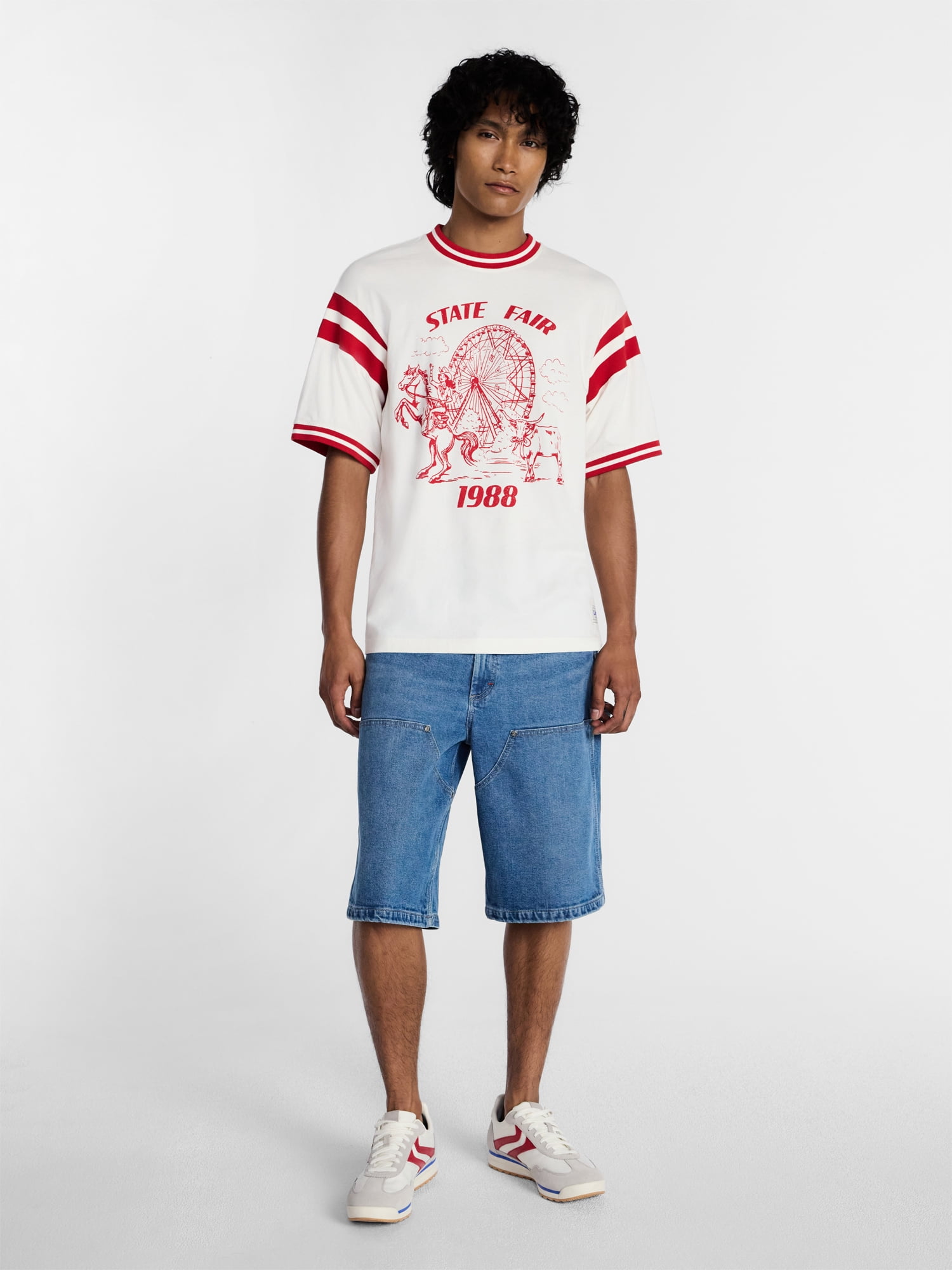 Kacey Lee Men's and Big Men's State Fair Graphic Ringer Tee, Sizes S-2XL