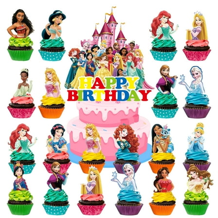 31 Pcs Princess Cake Topper Party Cake Decorations for Girls Birthday Party and Baby Shower