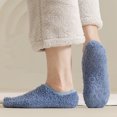 thumbnail image 6 of Mens Plush Lined Low Cut Home Socks Anti Slip Warm Bedroom Socks Solid Color Casual Indoor Socks Blue One Size, 6 of 6