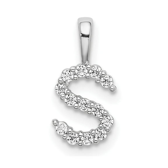 14k White Gold 1/8 carat Lab Grown Diamond VS/SI  G  Complete Letter S Initial Pendant