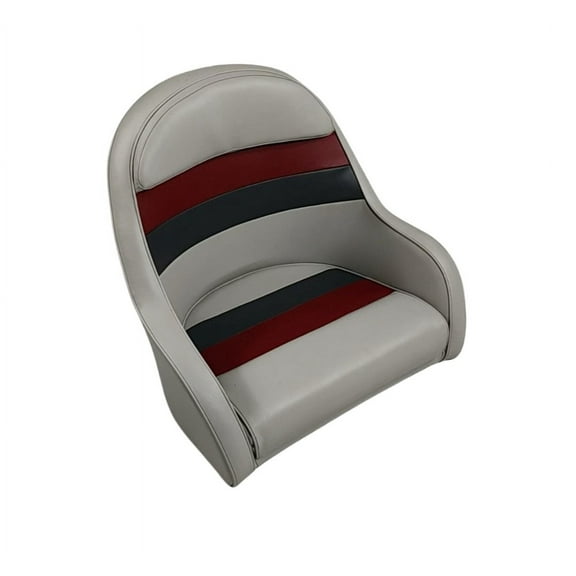 Premium Series Pontoon Bucket Style Captain Chair 3006-ABEC Grey/Red/Charcoal