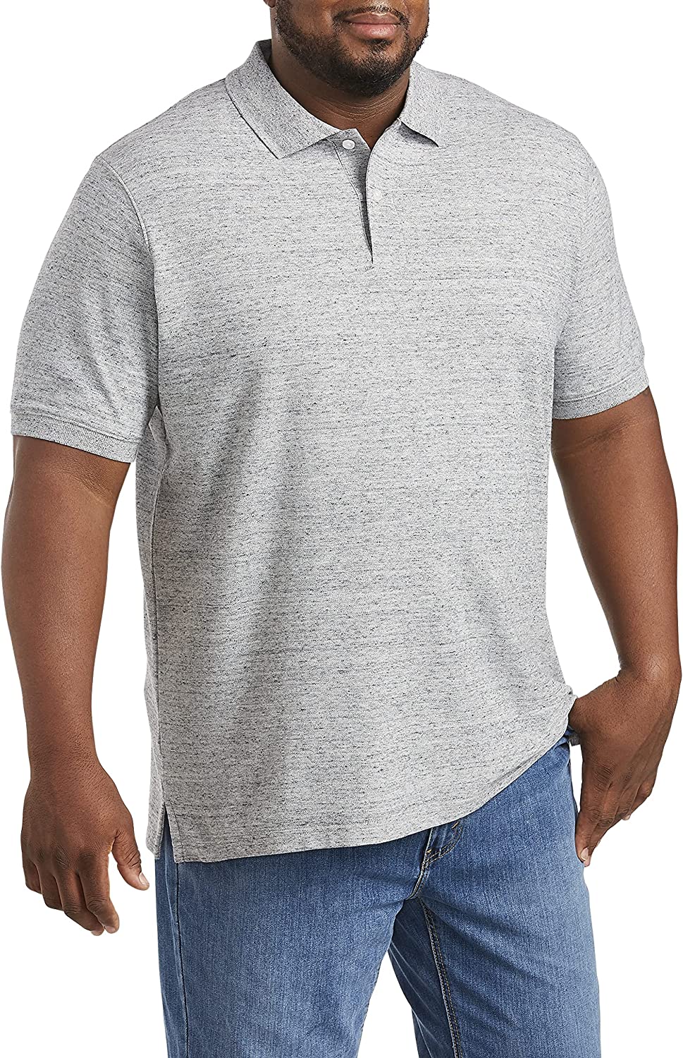 Harbor Bay by DXL Men's Big and Tall NEP Piqu Polo Shirt, Medium Grey