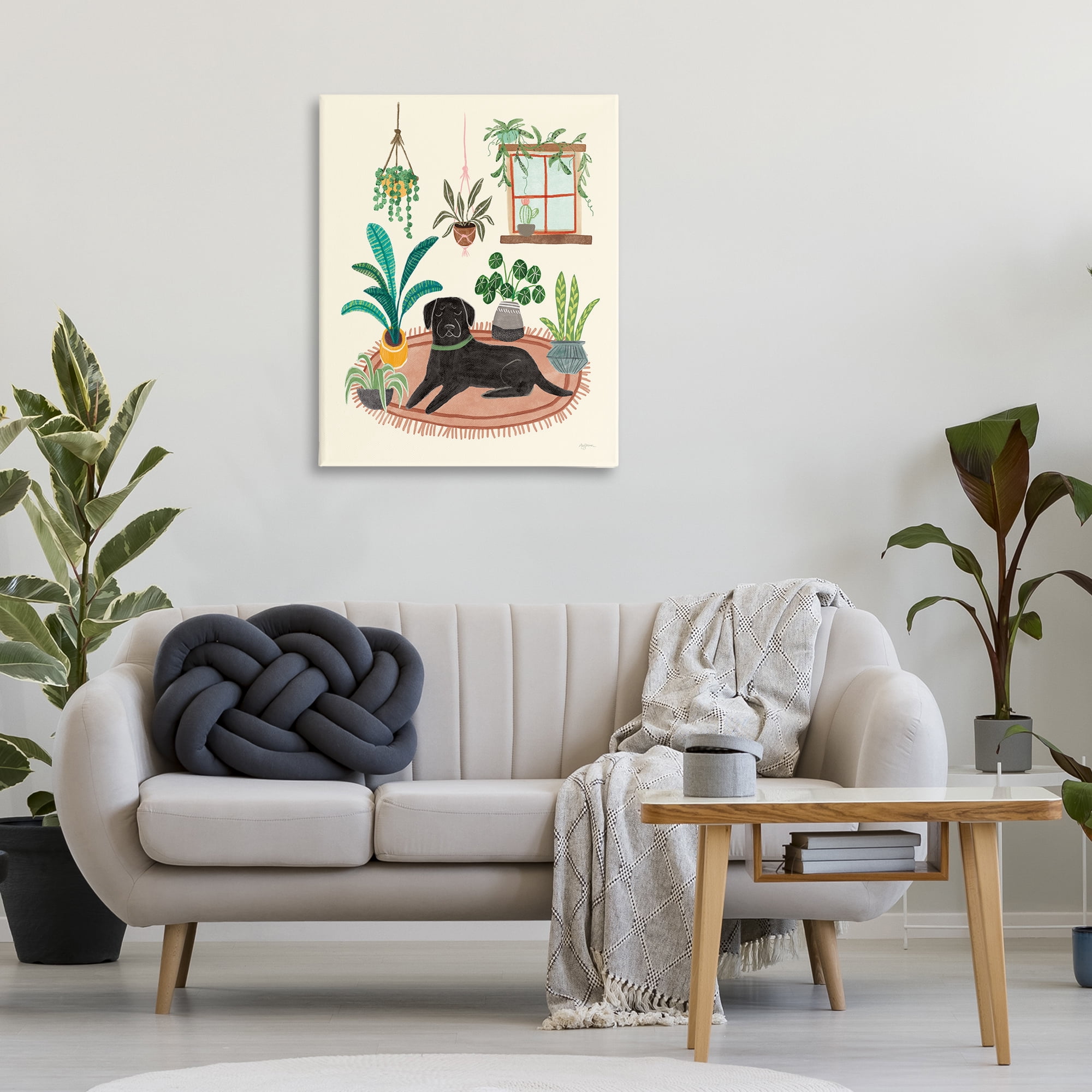 Stupell Industries Fun Dog & House Plants Animals & Insects Painting Gallery Wrapped Canvas Art Print Wall Art, 30 x 40