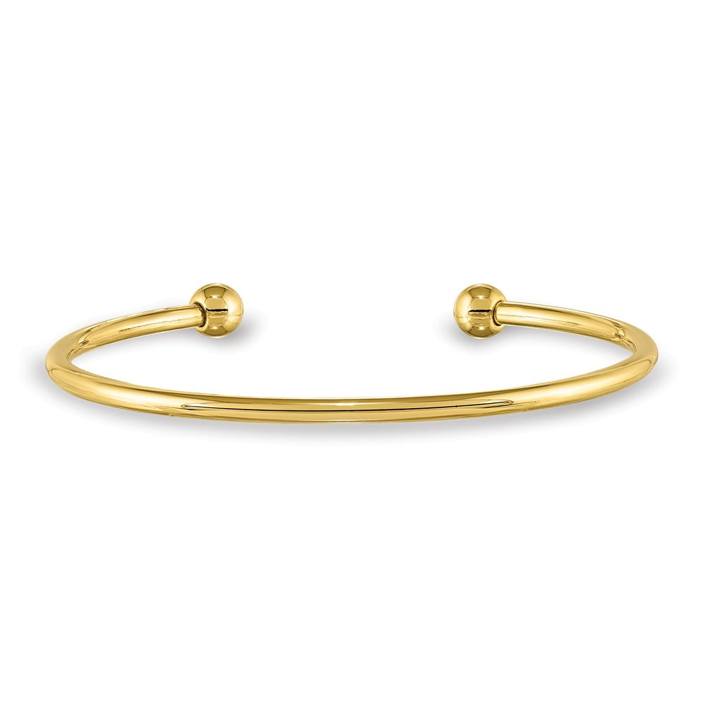 AA Jewels Solid Goldtone AddABead Ball End Bangle Cuff Bracelet