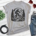 thumbnail image 2 of Bigfoot Biking T-shirt, Unisex Women's Men's Shirt, Funny Bigfoot Bicycling Biking Mountain Bike, Heather Gray, Small, 2 of 6