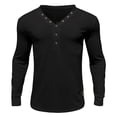 thumbnail image 1 of Men's Solid Color Thin Section Long Sleeve Button V-Neck Slim Fit Casual T-Shirt - Polyester, Multi-Size Available, 1 of 4