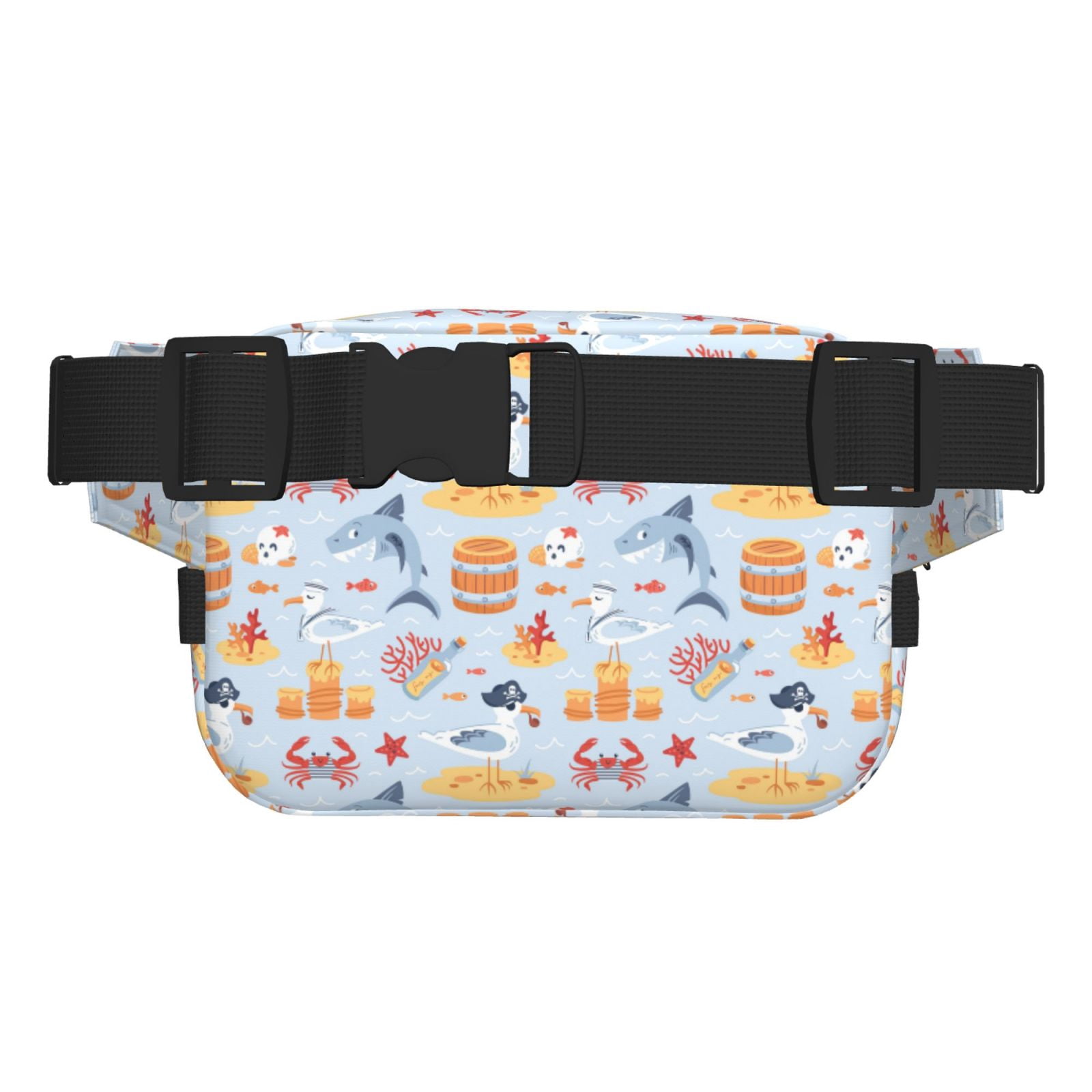 Fuzoiu Cute Shark Print Unisex Square Double Layer Waist Bag,Crossbody Fanny Pack Travel Workout Accessory