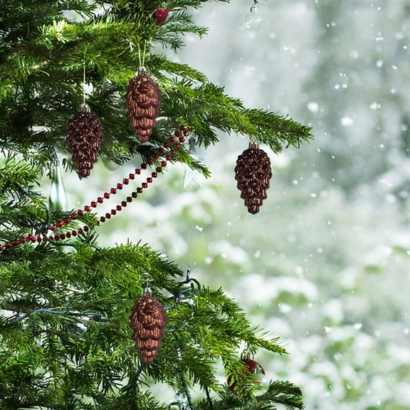 Evlvelym 8Pcs Christmas Pinecone Glass Ornaments Brown Pinecone Ornaments For Christmas Tree Decorations Woodland Christmas Ornaments Copper Christmas Ornaments Pinecone Glass Christmas Ornaments