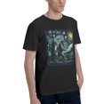 thumbnail image 2 of Bigfoot Starry Night Sasquatch Van Gogh Sky Painting Art Men's Basic Short Sleeve T-Shirt Black Small, 2 of 5