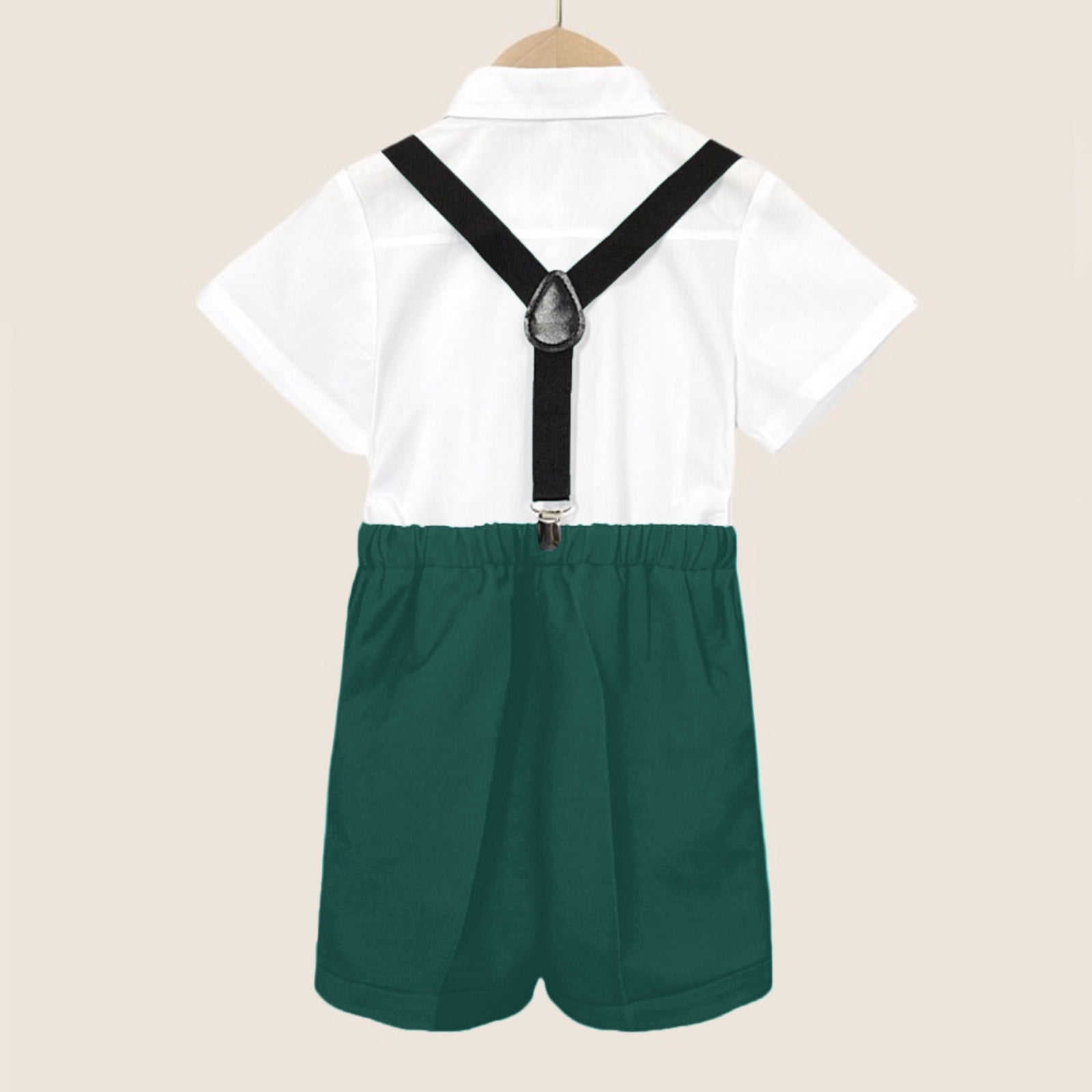 TJAZFJPA Baby Clothes Boy Newborn Set Kids Boys Summer British Style Short Sleeved Shirt Suspenders Shorts Bow Tie 4Pc Children Performance Suit Baby Boys' Clothing Sets Formal