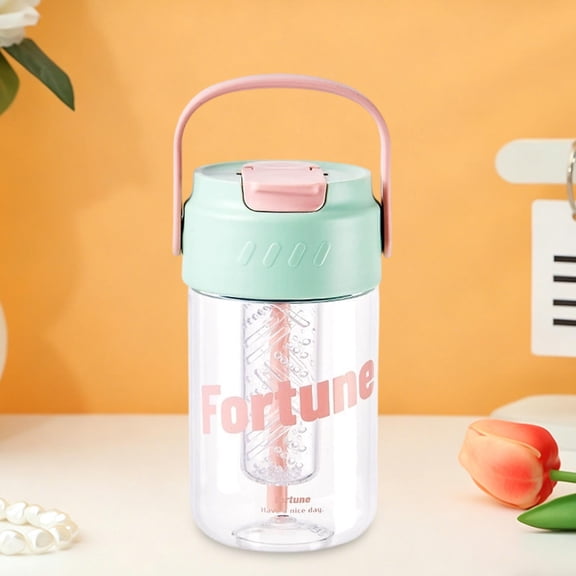 Summer Themed Straw Cup EDHITNR 601ml Shatter Proof Water Bottle with Hidden Dustproof Straw Removable Infuser for Tea Fruit Leakproof BPA Free Plastic Green White Pink