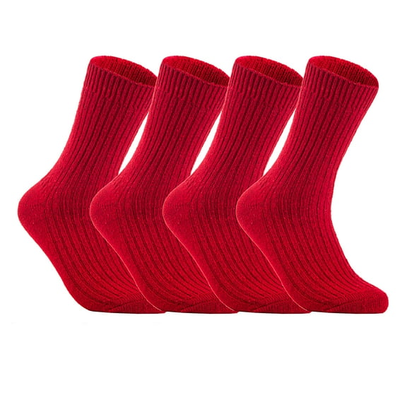 AATMart Men's 4 Pairs Lightweight Wool Crew Socks with Breathable Features  Moisture Wicking Socks for the Winter Season FS03 Medium Red