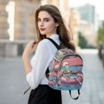 thumbnail image 6 of JIALIOU Mini Backpack Purse for Women Quilted Casual Daypack Small Travel Shoulder Bag, Skeleton Relaxing on Swimming Ring, 6 of 7