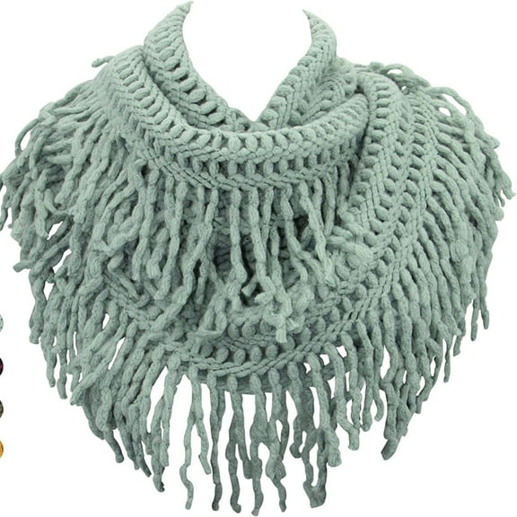 Infinity Fringe Scarf, Colorful Fringed Unisex Scarf, Soft Winter - Scarf For Women Warm Lightweight Chunky Scarf