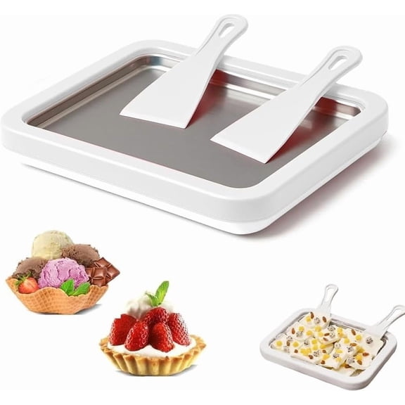 Rolled Ice Cream Maker, Instant Ice Cream Maker, Instant Cold Plate Ice Cream Maker with 2 Scrapers Frozen Yogurt Rolls Tray Homemade DIY Smoothies, Ideal for Family Activities