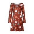 thumbnail image 3 of LilyLLL Womens Christmas Xmas Party Long Sleeve Novelty Print Swing Mini Dress, 3 of 4